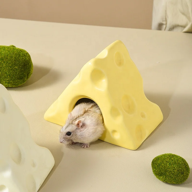 creative cute triangle cheese shape nest handmade hamster hideout ceramic hamster house