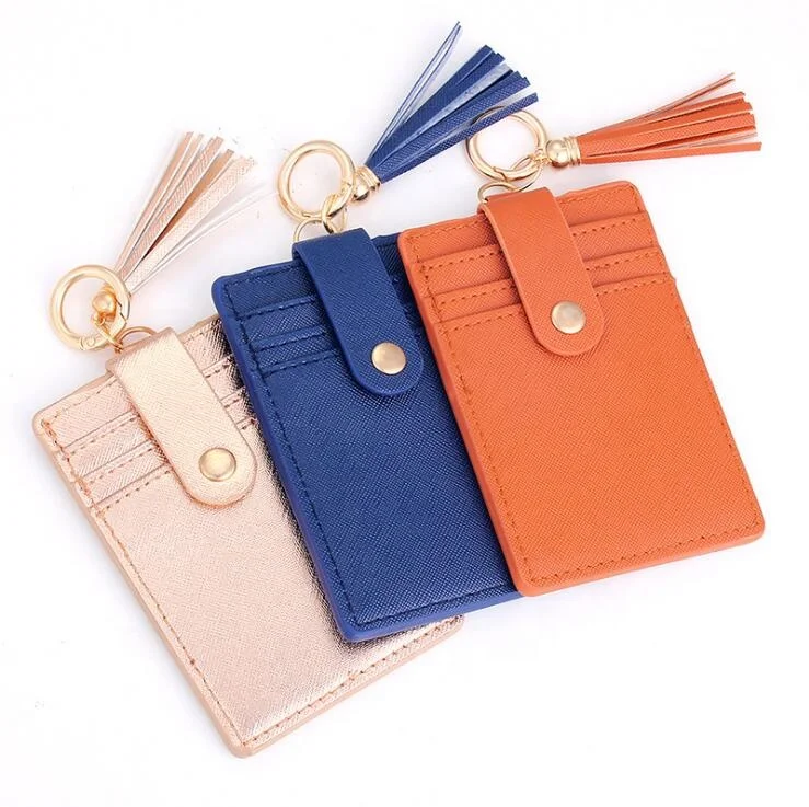 2020 NEW Fashionable and simple PU leather tassel key chain card bag women wallet small certificate bag