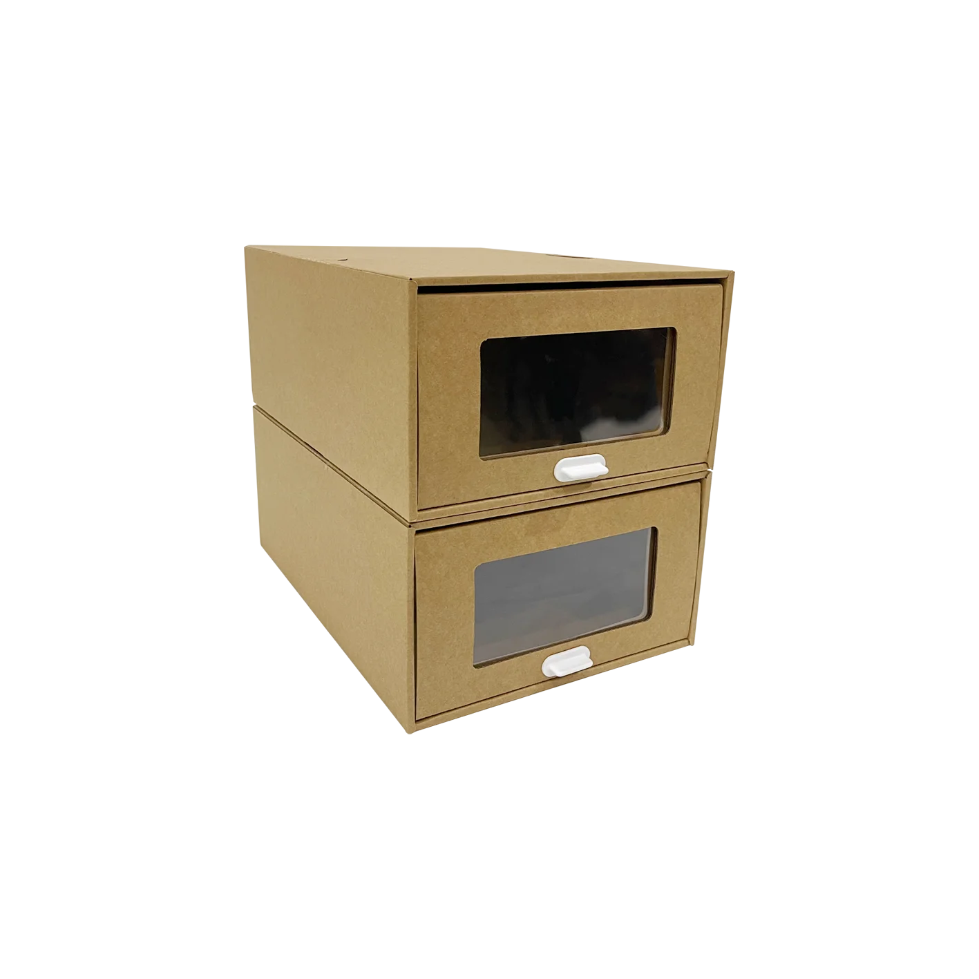 Factory Wholesale Thickened Shoes Storage Box Stackable Cardboard with Transparent Window Label Paper Material Drawer Storage