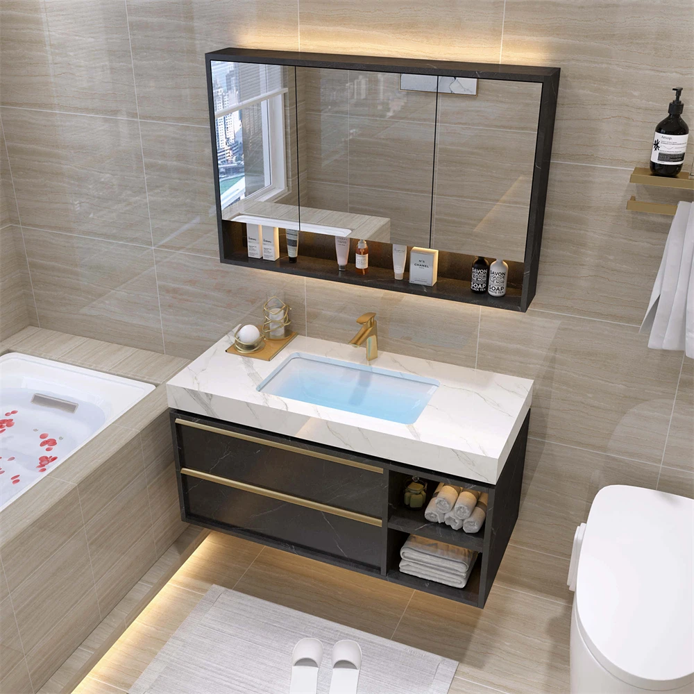 Modern wall bathroom vanity cabinets with sink luxury single sink bath vanities set floating mirror vanity