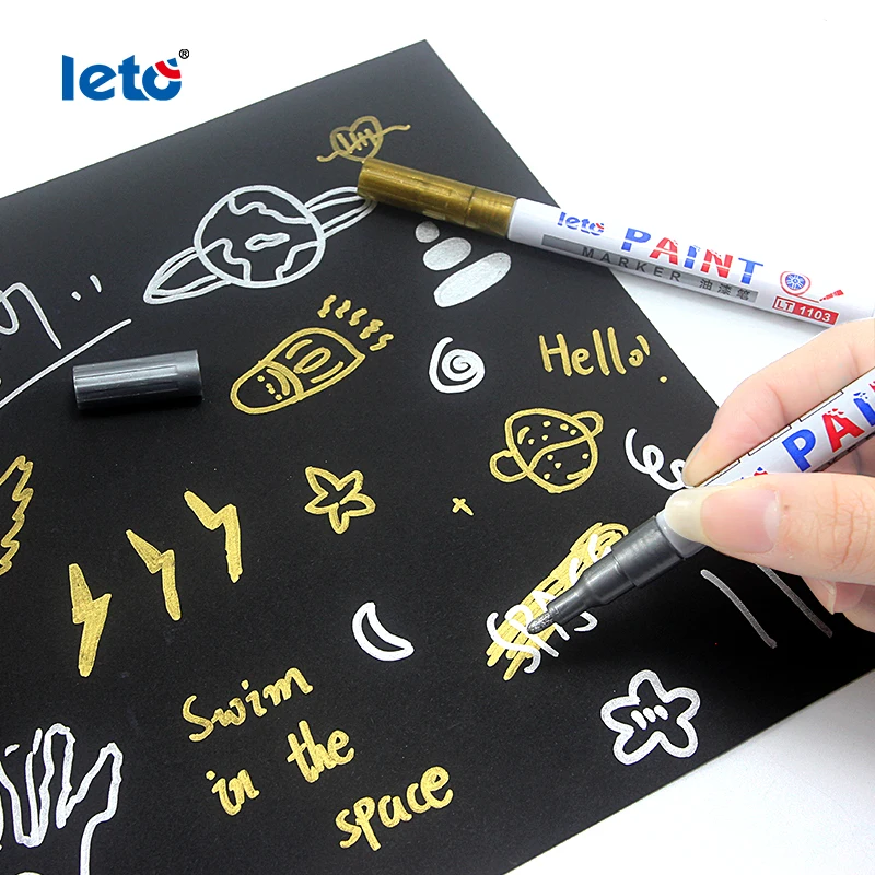 Wholesale kids safety 12 colors non-toxic bright multicolor metallic water based 1mm round tip art paint marker for poster