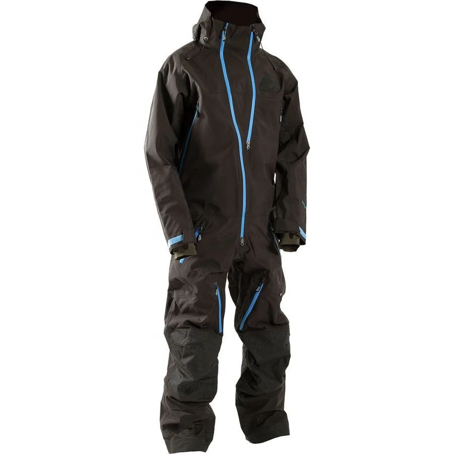 LF-Warm filling thick snow outfits ski suits mens one piece jumpsuit with hood