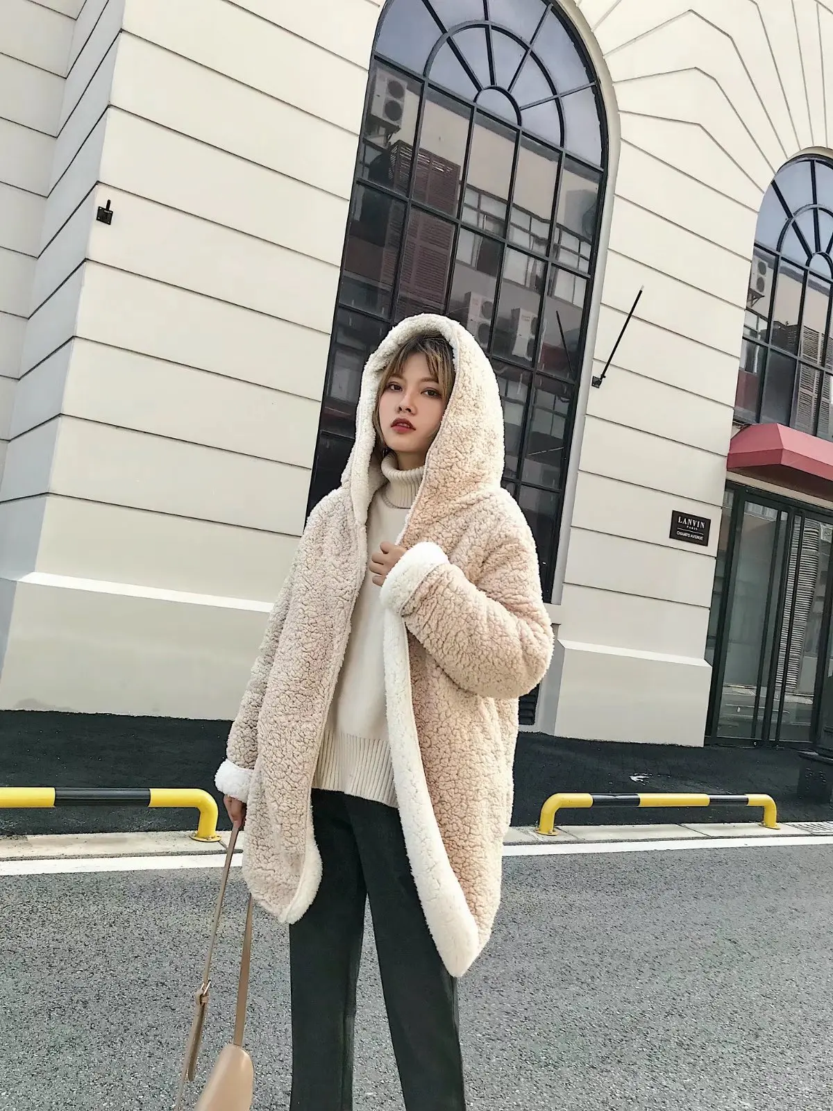 Winter Coat Women Long Hooded Parka Female Plus Size Jacket Cashmere Ladies Solid Loose Fur Coat Warm Casaco Teddy Femenino