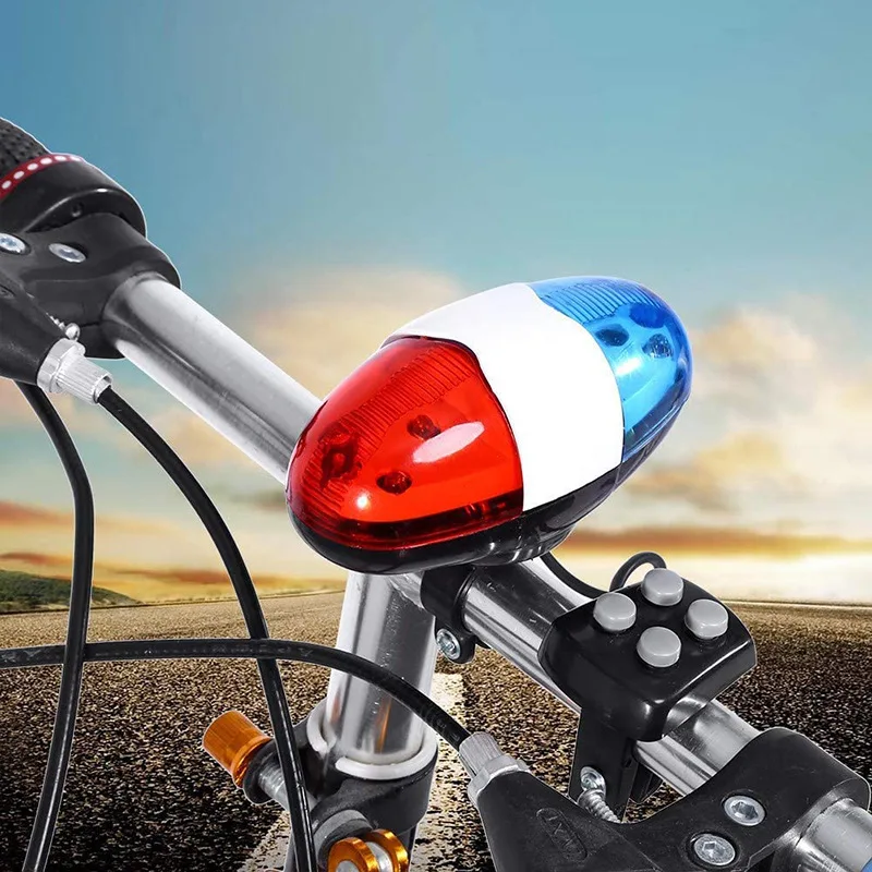 Latest Arrival 6 LED 4 Tone Sounds Bicycles Bell Car Light Electronic Horn Siren for Kid Children Bike Scooter Cycling Lamp