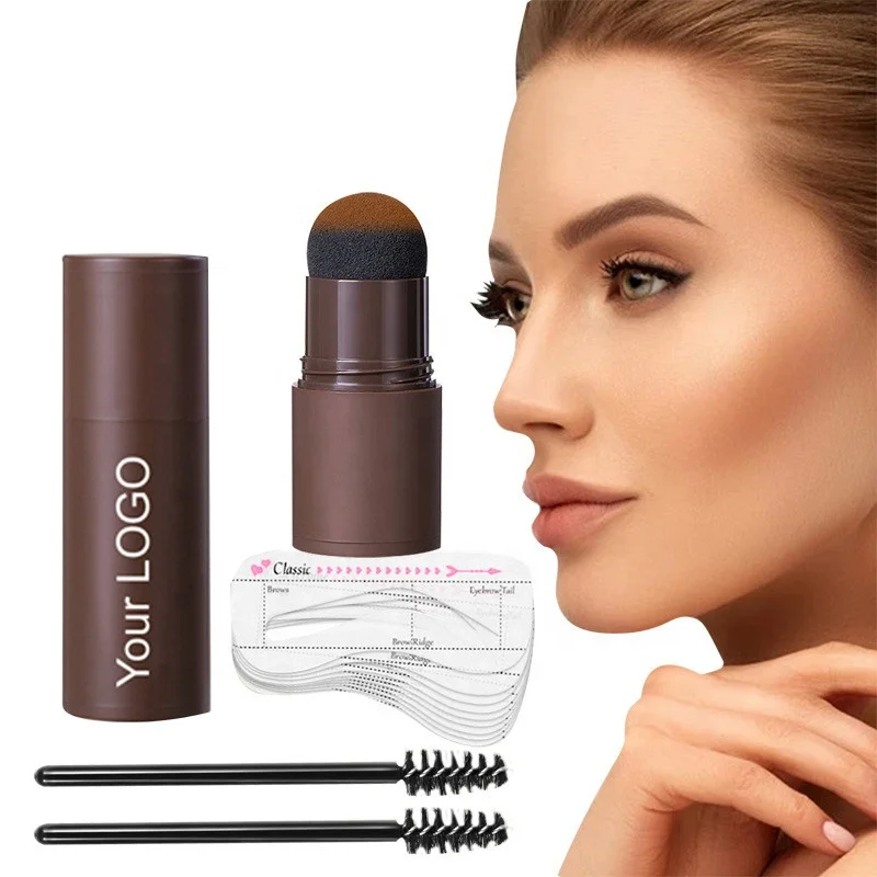 2022 New Arrival Custom Logo Waterproof Eyebrow Eye Stamp Powder Eyebrow Powder And Stencil Kit With Brow Applicator Brush