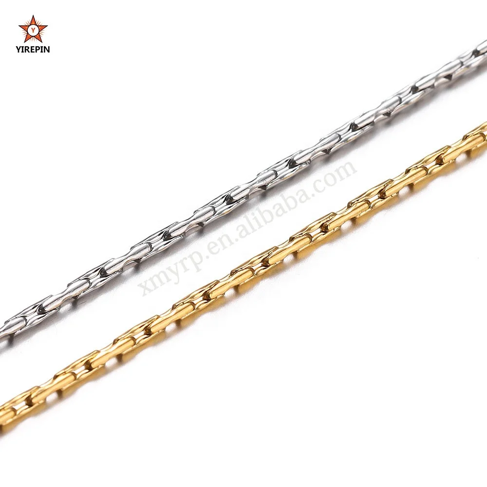 Wholesale custom stainless steel 18k gold-plated hammer patterned chain loose chain DIY permanent jewelry chain