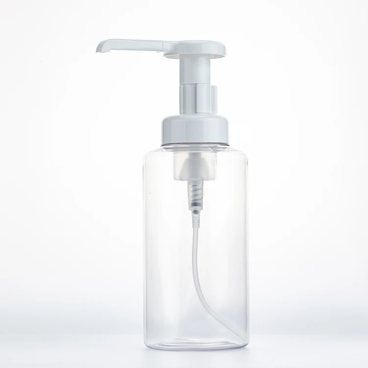 Wholesale 500ml Capacity Empty Plastic Transparent Liquid Soap Foaming Soap Dispensers Bottles With Long Nozzle White Foam