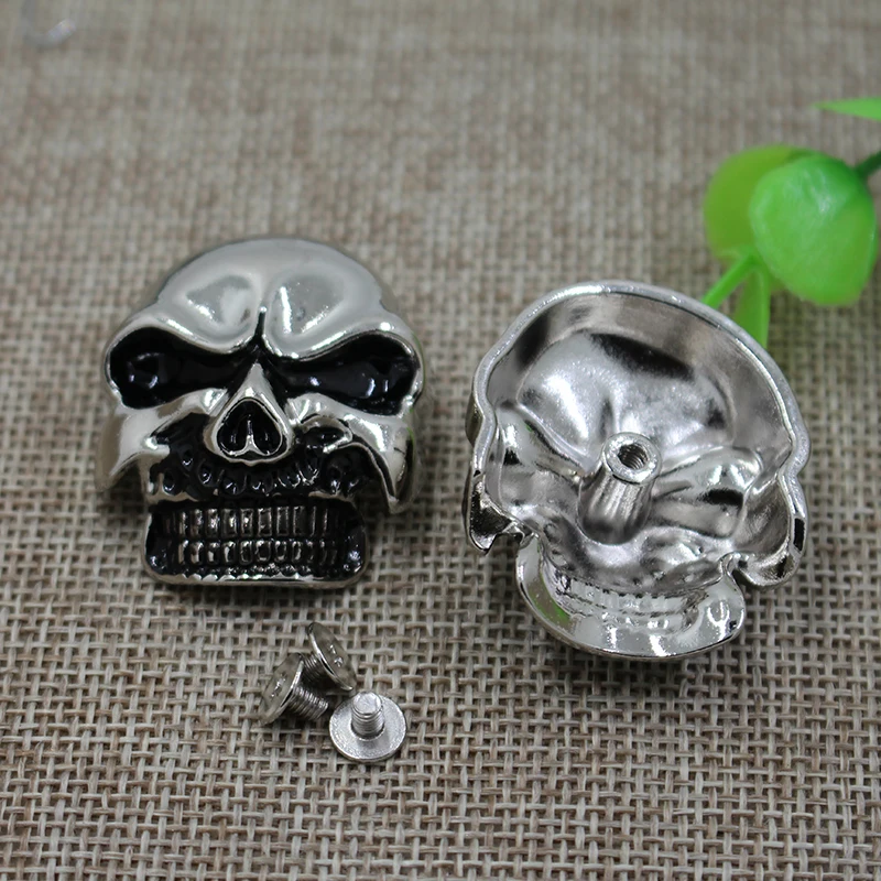 Factory custom metal skull conchos With screw back for wallet  leather