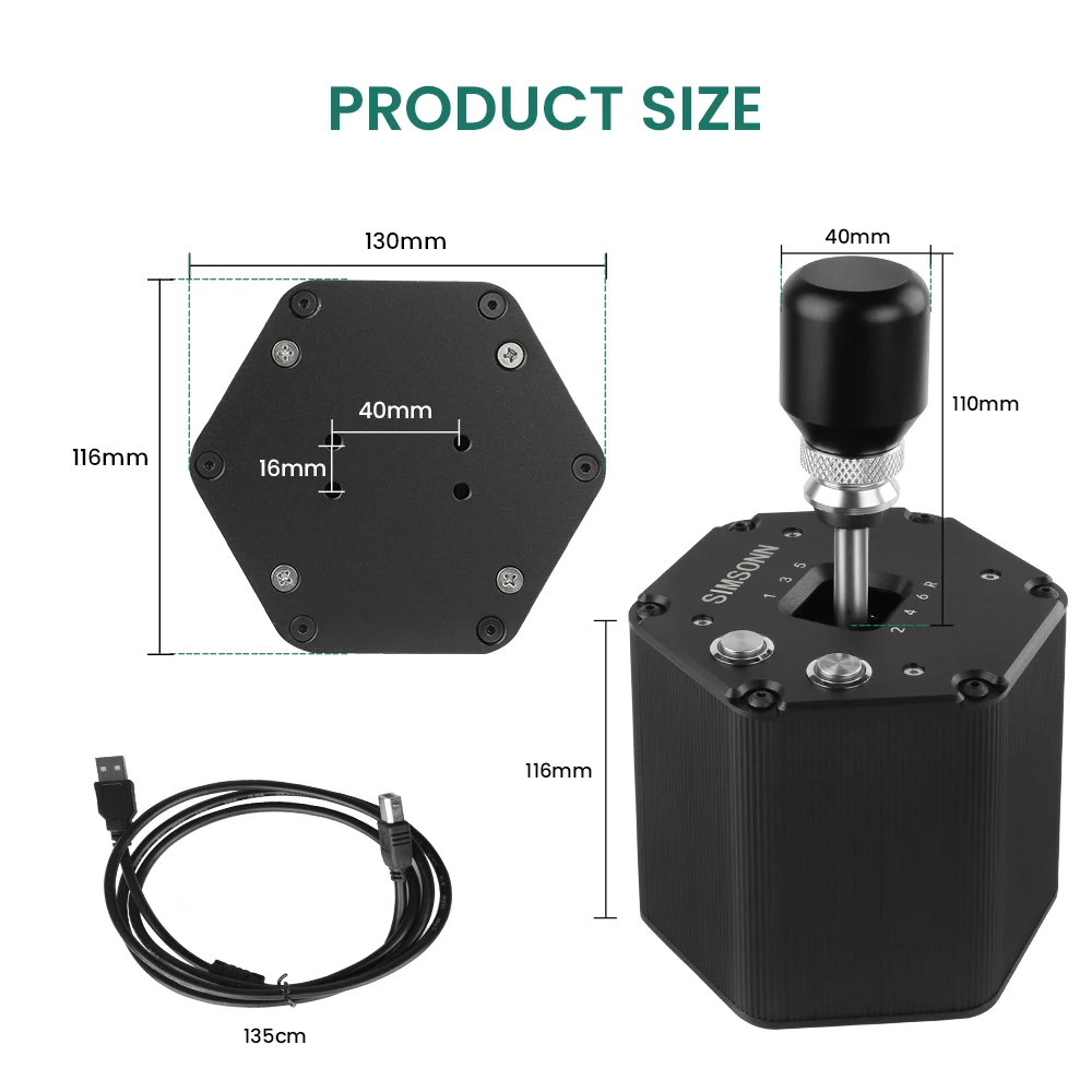 SIMSONN 6+R H Gear Shifter High-Precision Racing Gear Shifter for Sim Racing Enthusiasts - Perfect for Xbox/PC Setup