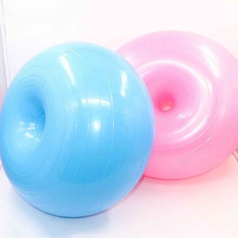 Hot Selling 50cm Exercise Yoga Ball PVC Pink Doughnut Shape Yoga Balls Balance Trainer Thicken Anti-Explosion Inflatable Seating
