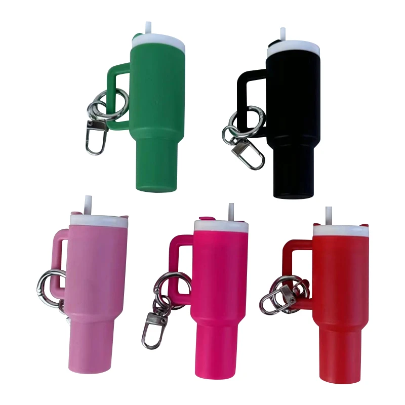 Popular Wholesale Price Mini 40oz Tumbler with Handle Shaped Pendant Plastic Cup Lipstick Chopstick Holder KeyChain Ornaments