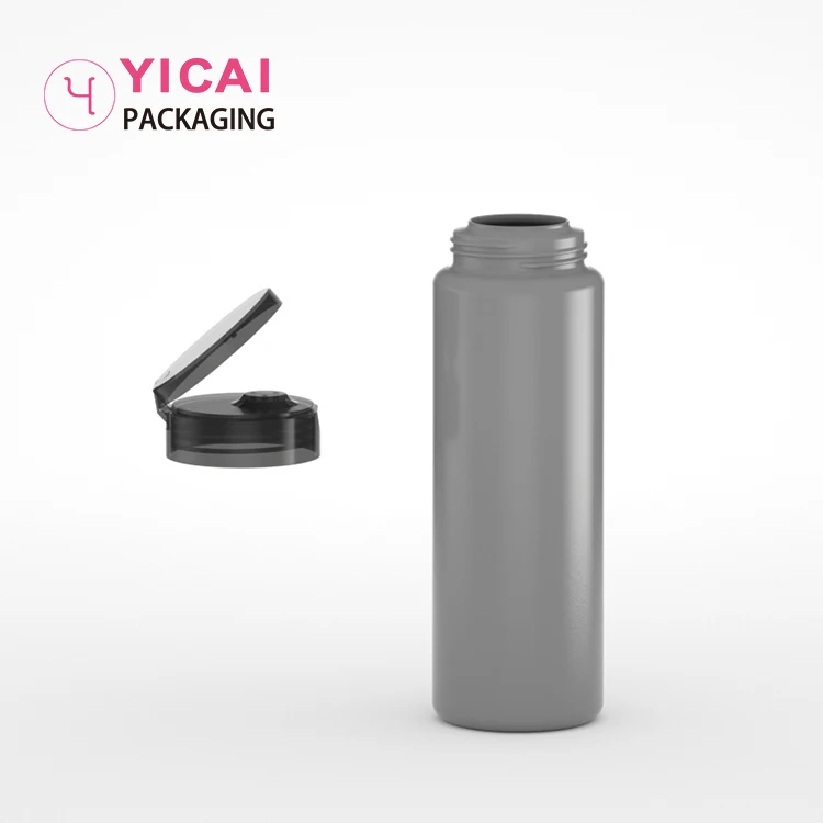 Black Wide Mouth Round Plastic Bottle With Lids 200ml Hdpe Protein Powder Container Bottles Wholesale