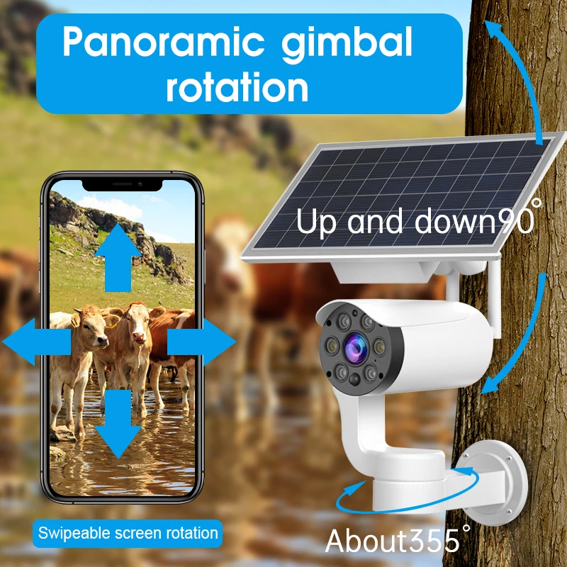 3MP Solar Camera 6000mAh Rechargeable Battery Panel Outdoor IP66 PIR Motion Wireless WIFI IP Camera Video Surveillance