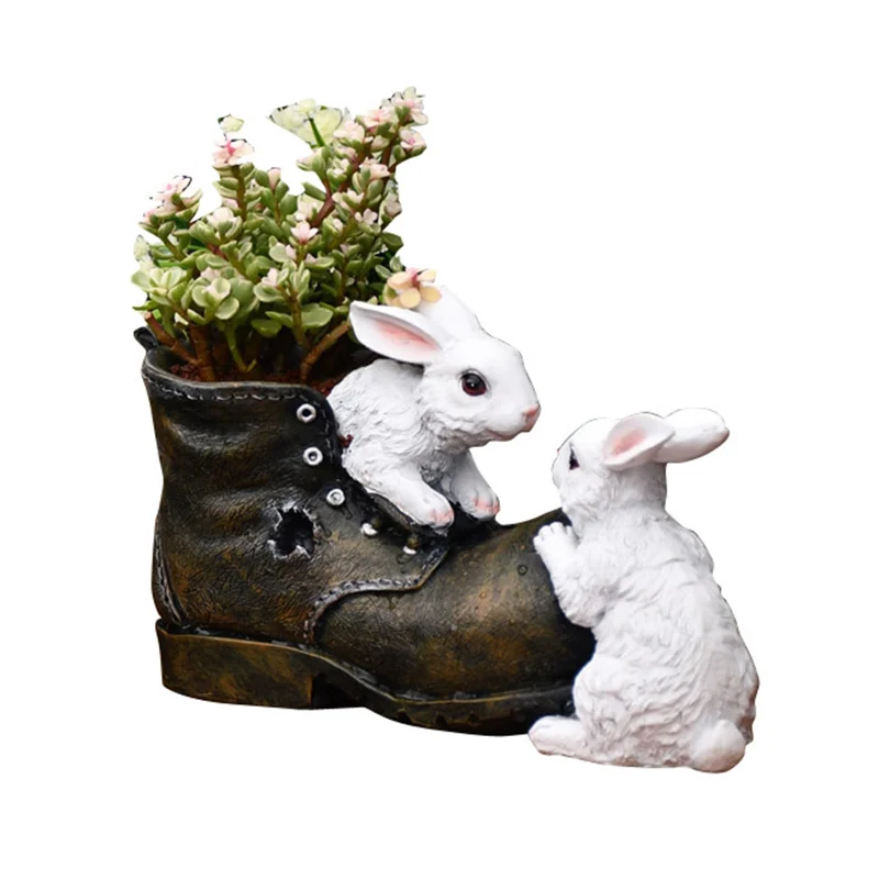 Hot sales Resin rabbit garden ornaments waterproof Plant pot for planters succulent Small flower pots