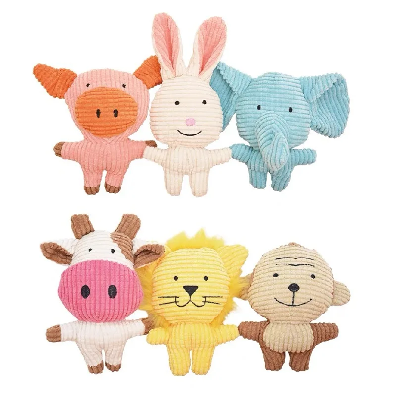 Eco-friendly Adorable Bite Resistant Cotton Rope Soft Corduroy clean teeth Chew Stuffed Animal Plush Squeaky Dog pet Toys