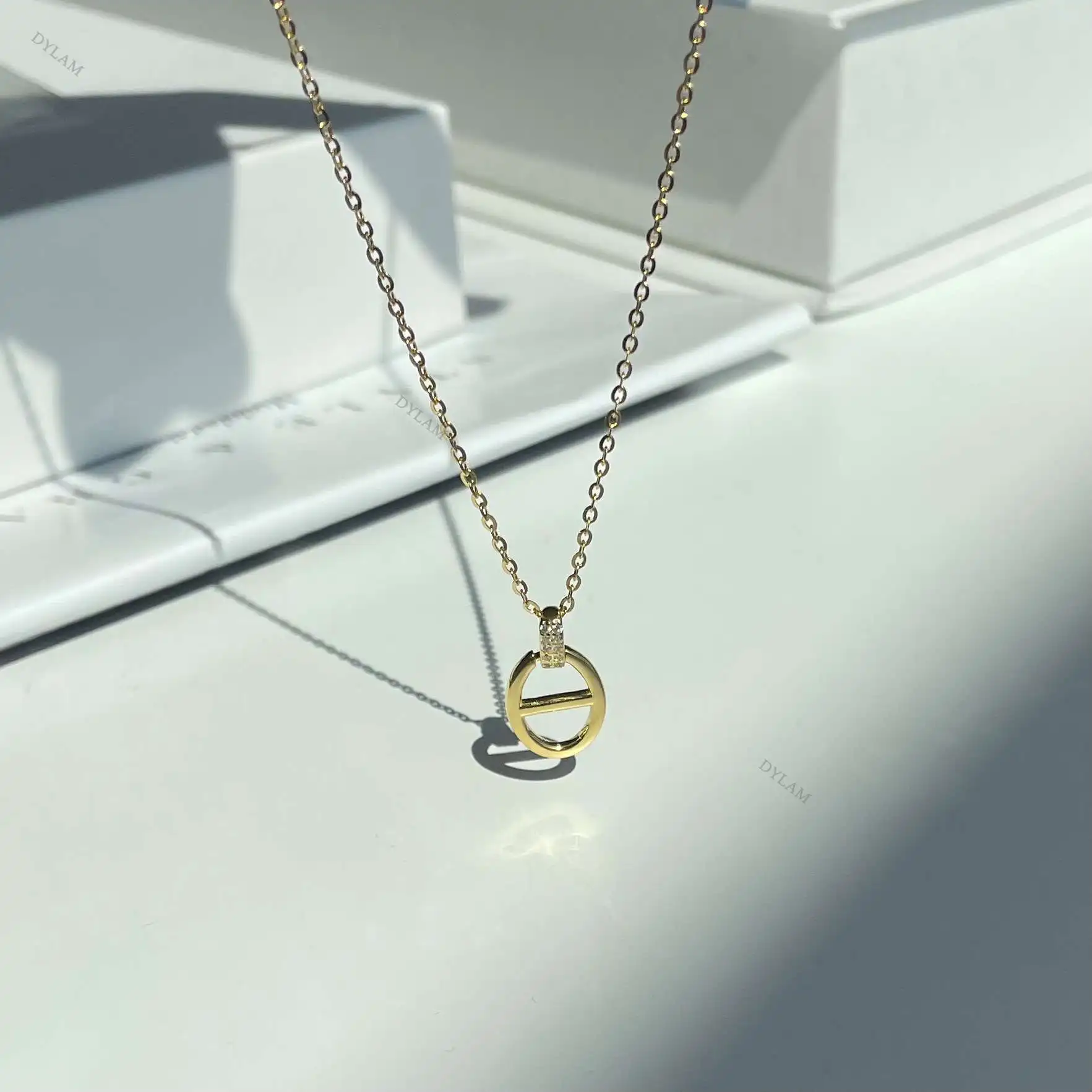 Dylam Wholesale Sweater Hip Hop Coffee Bean Chain Link Choker Gold Plated Collar de Plata Sterling Silver 925 Pig Nose Necklace