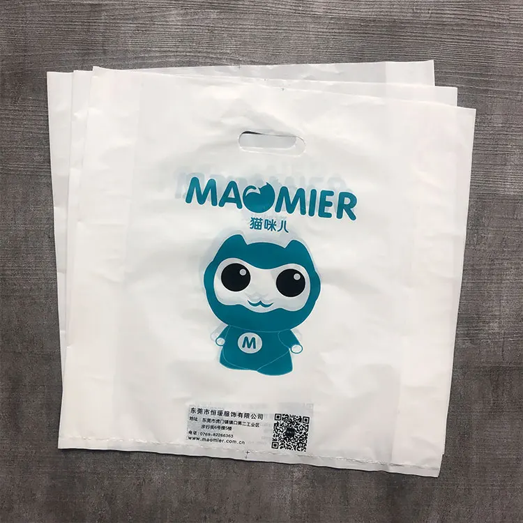 Custom printed logo design Low-density polyethylene high-density polyethylene handle plastic bag die cut bag shopping bag