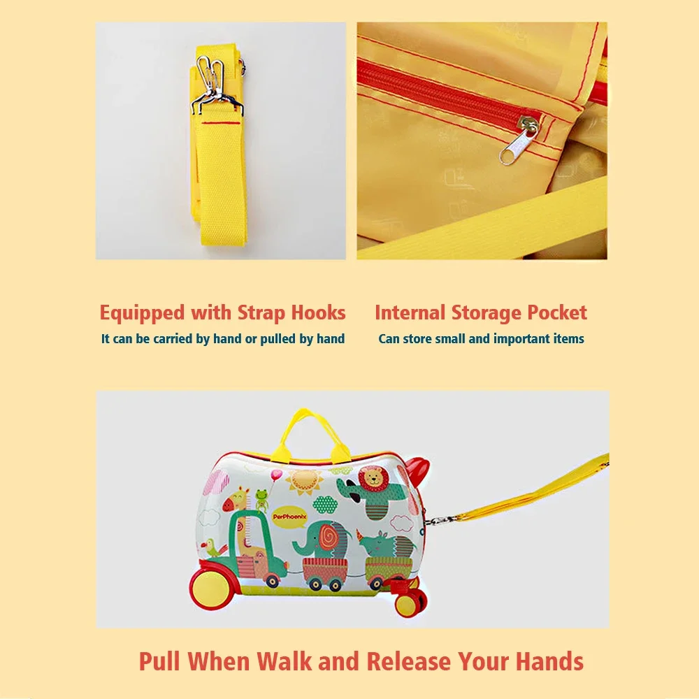 Мультяшный Дорожный чемодан для детей Многофункциональный на колесах со съемным ремешком чемоданы детская тележка