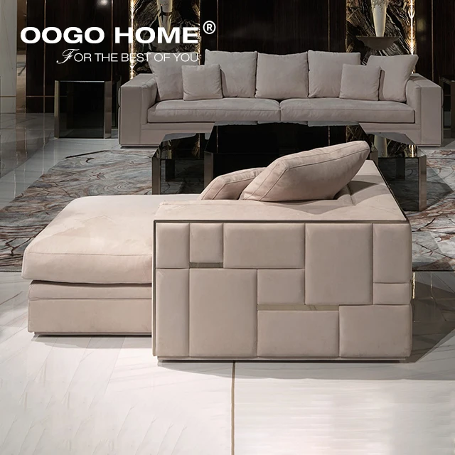 
Living room L shape corner grey fabric sofa left or right Chaise Couch 