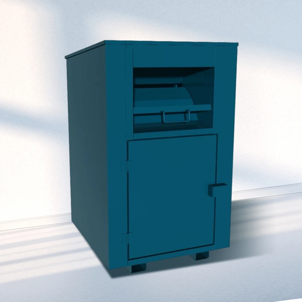 Customized High Quality Large Volume Clothing Waste Bins Recycling Box 	Rolling Chute Donation Bins