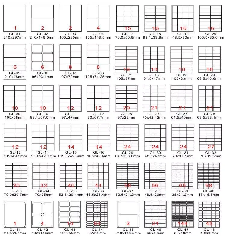 A4 label size White MATTE Self Adhesive / Sticky Sticker Address Label Printing Paper Sheet