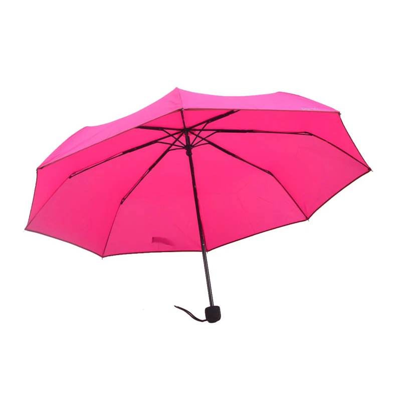 Leather Handle Manual 3-folding Fashion Umbrella With Customized Color Logo