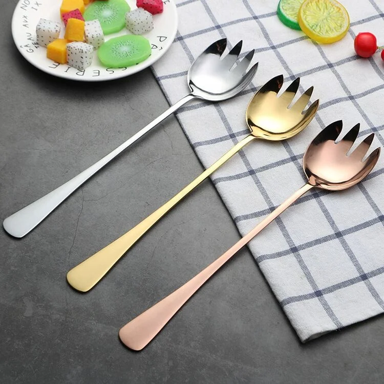 
Stainless Steel Salad Serving Set with Salad Spoon and Fork Cooking Utensils 