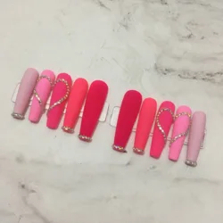 H-292 Wholesale High Quality Pink Fale Nails Press Designs French Fake Nail Colorful Gel Press On Nails