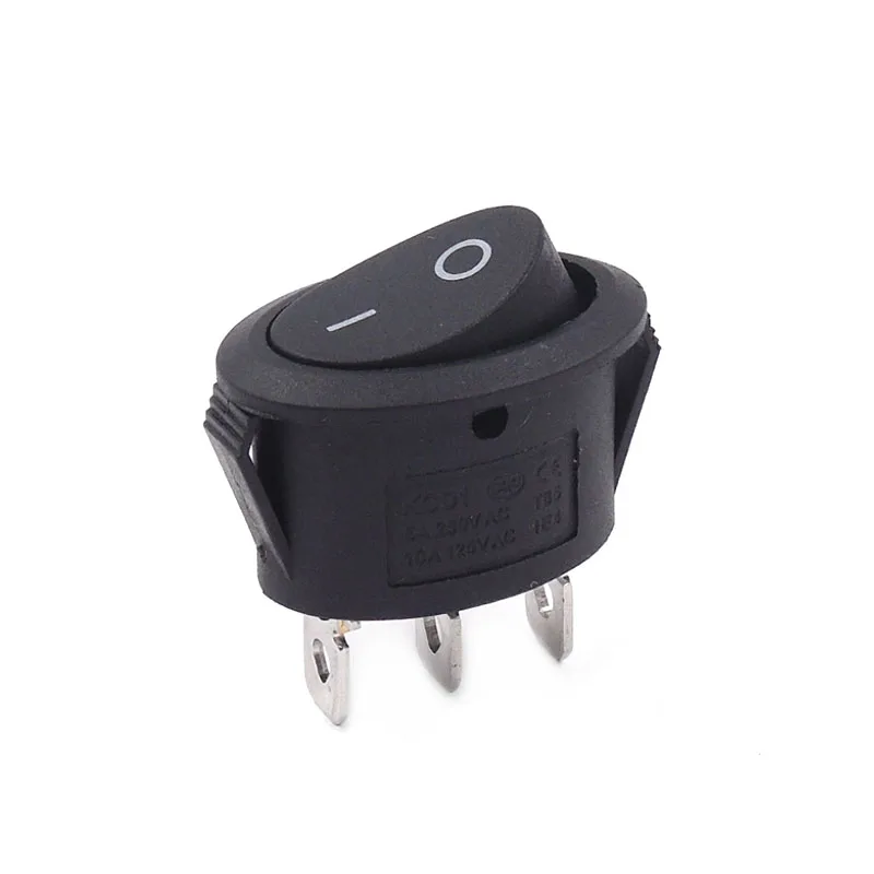 Kettle Button Switch 2 Position 3 Pins Black ON-OFF AC 6A 250V 10A 125V Mini Oval Rocker Switch