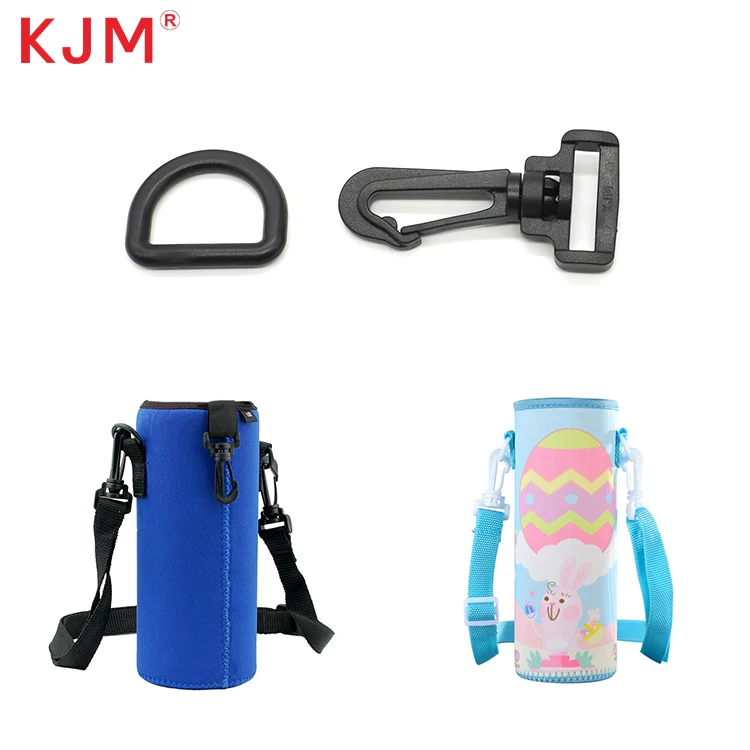 KJM price factory insulated bottle bag accessories plastic pom recycled black swivel snap hook for kids water bottle