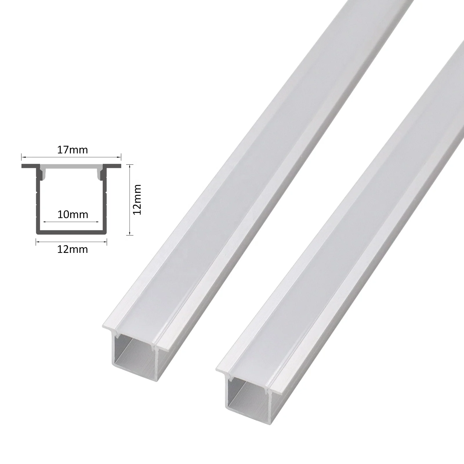 Factory Price 1212A Aluminum Frame Aluminium Profile 17*12mm Diffuser Embedded Silver Strip Led Profile