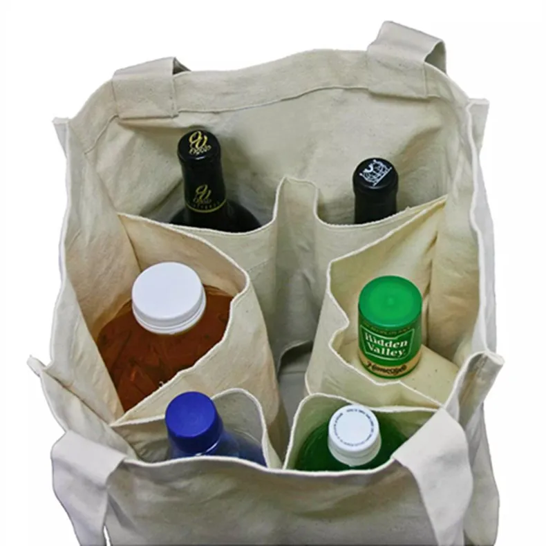 printed organic calico natural cotton luxury multi shopping canvas 6 bottle wine tote bag