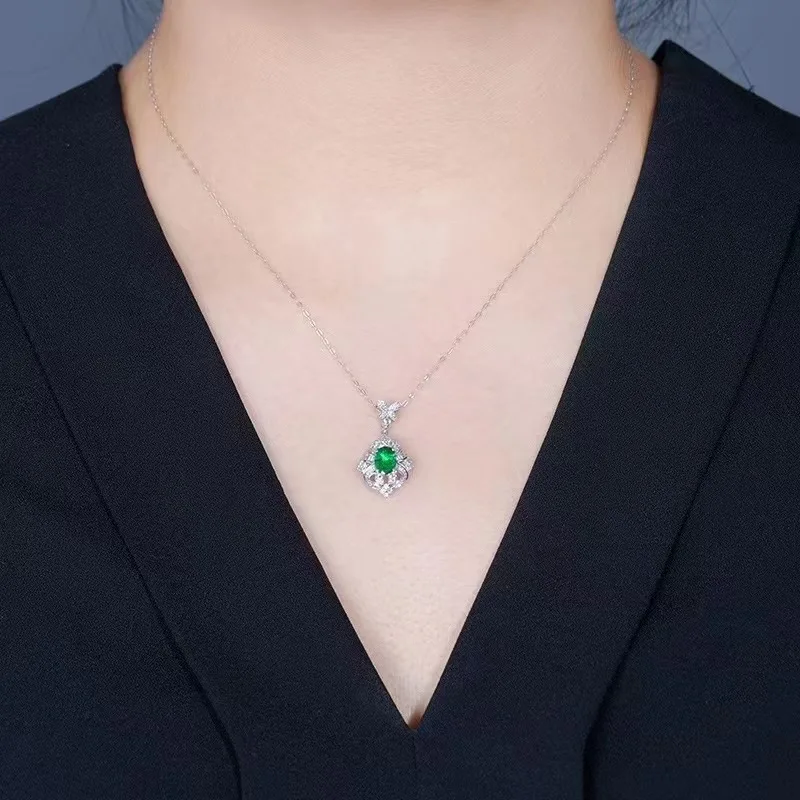 SGARIT custom fine jewelry Zambia 18k gold 0.72ct natural vivid green emerald necklace pendant necklace women natural gemstones