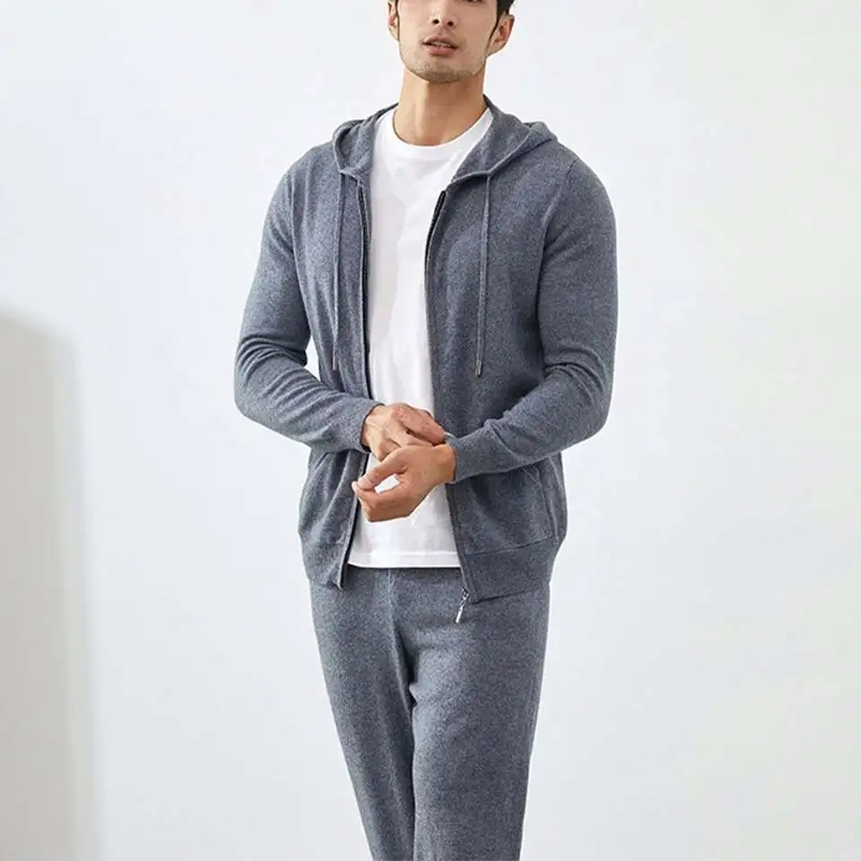 New Arrival Cashmere Men Sweater Men Zip  Hoodies Knitted Cashmere Cardigan
