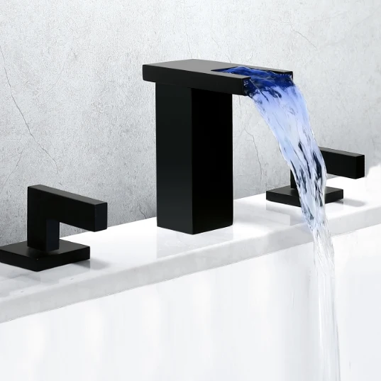 ware deck mounted brass basin mixer faucet double handle water faucet brass triple hole basin faucet