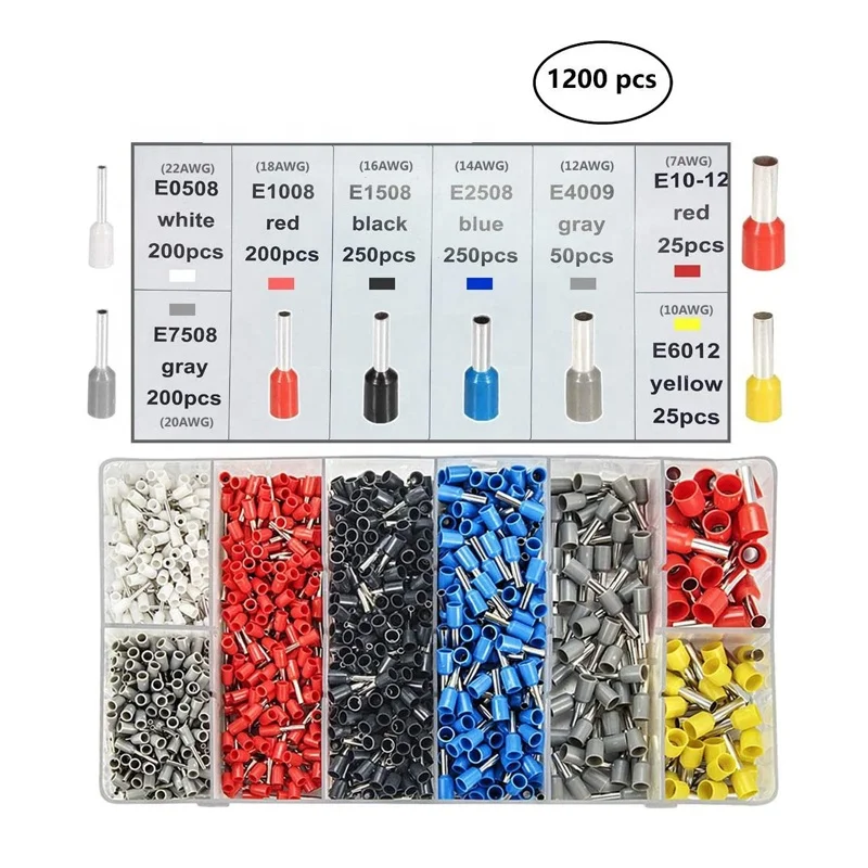 Crimping Tool Kit AWG23-7 Ratchet Wire Crimping Tool Kit with 1200PCS Wire Terminals Crimping Connectors Wire End Ferrules