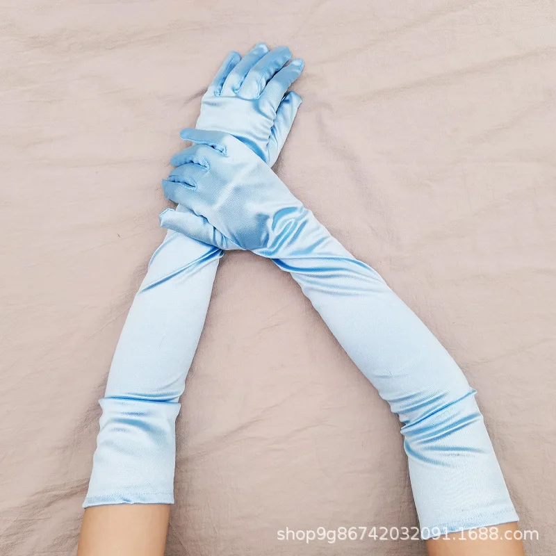 Satin Gloves Lady Wedding Show Party Clothing Accessories Dance Gloves Women Long Dress Satin Gloves Miss Business Etiquette