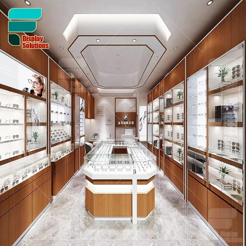 Modern Mall Optical Shop Interior Layout Decoration Design Customized Optical Stand Floor Showcase Optical Shop Furniture