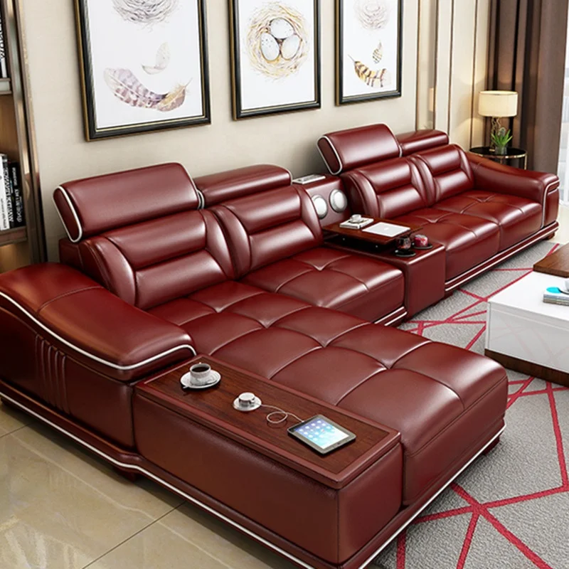 Hot Selling sectional leather sofa for home, modern living room multifunctional sofa set