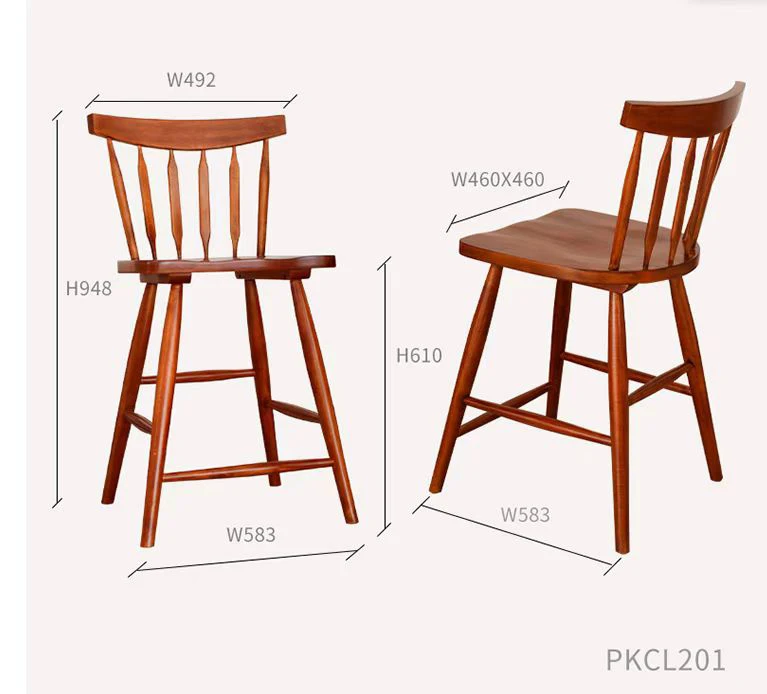 HONGJIA High Quality End Hot Selling Furniture Traditional Stool Wooden Bar Chair