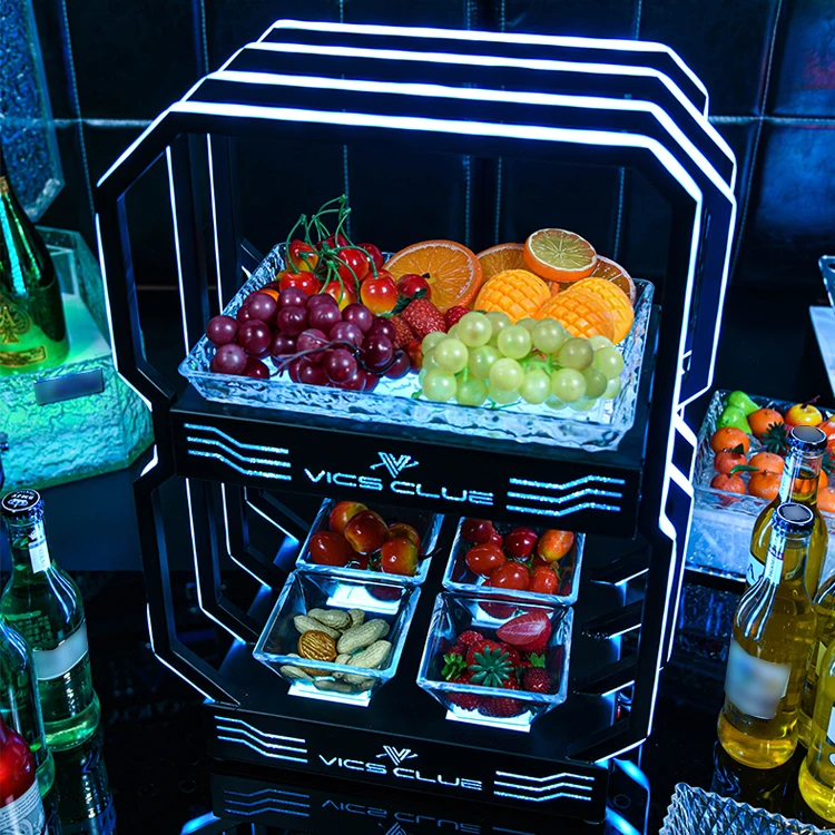 Party Bar Night Club KTV Plastic Glowing Fruit Plate Colorful Led Fruit Vegetable Serving Tray