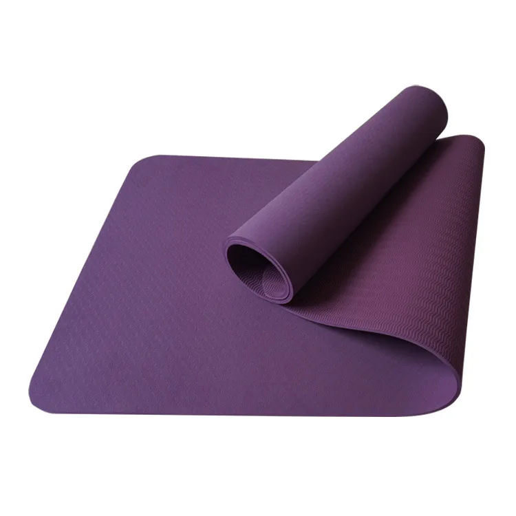 Monochrome TPE Yoga Mat Thickened and Widened 80CM Thick 8MM Environmental Friendly Odorless Yoga Mat TPE with Binding Rope