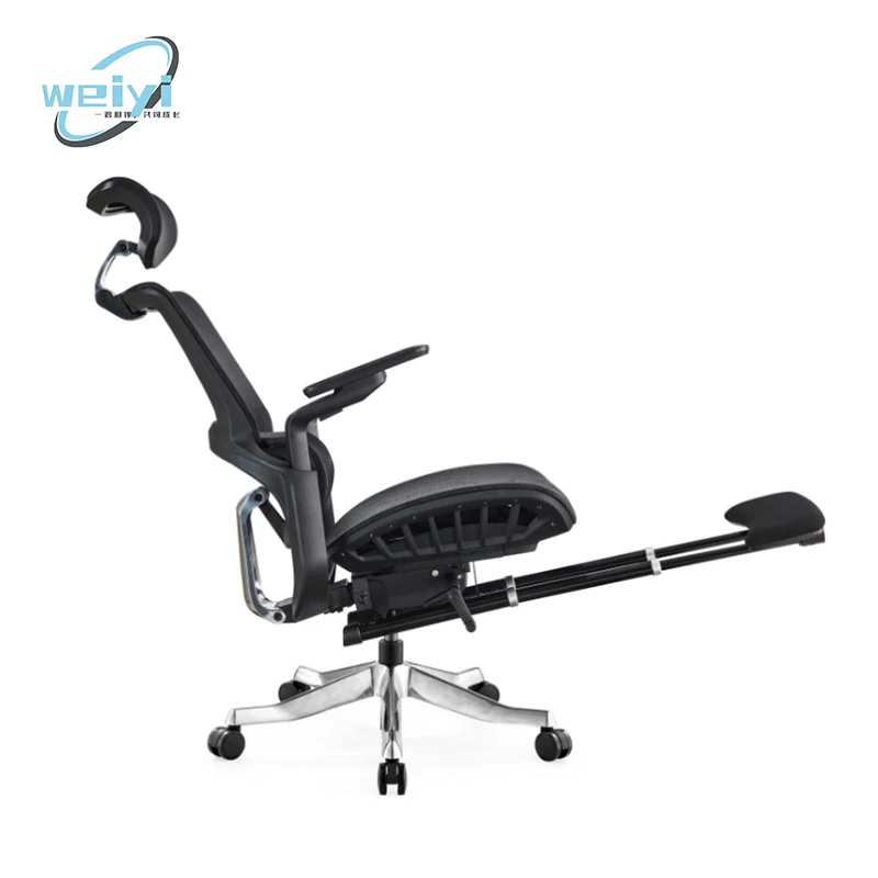 Modern Design Luxury Adjustable Lumbar Support Ergonomic Lunch Break Office Chair Mesh Revolving Chair With Footrest