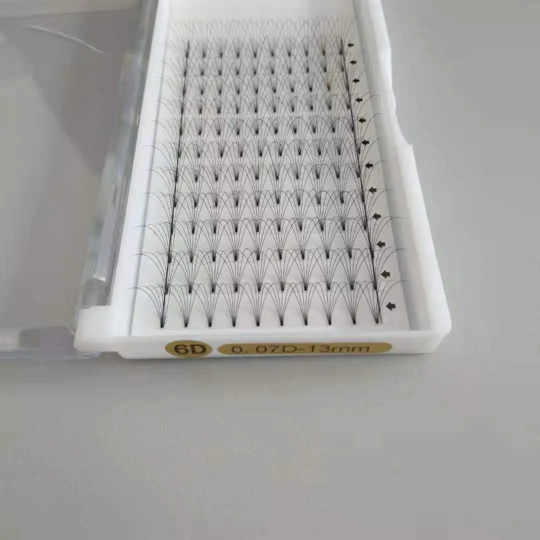 Short Stem Russian Volume Eyelash Premade Fans Private Label Eyelash Extensions 6D