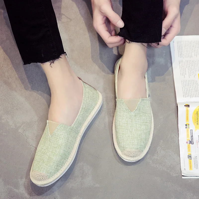 Spring Straw Bottom Lazy Breathable Hemp Concise Light Soft Casual Canvas Shoes