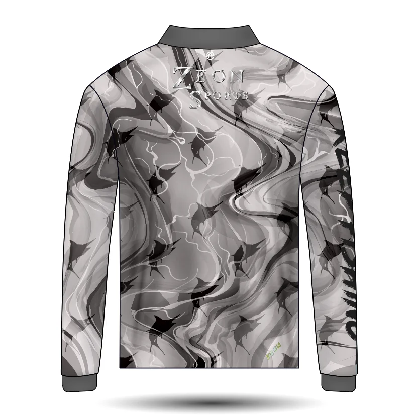 wholesale sublimation custom collared upf 50+fishing shirts long sleeve with zip