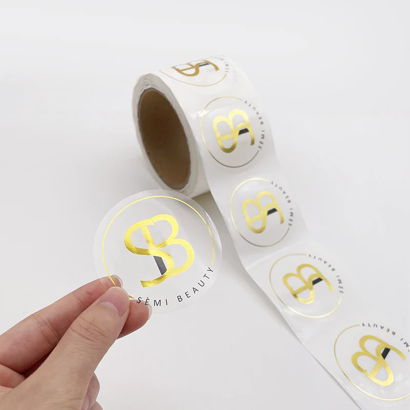 Custom Foil Copper Hot Stamped Sticker,Roll Rose Gold Foil Hot Stamping Labels