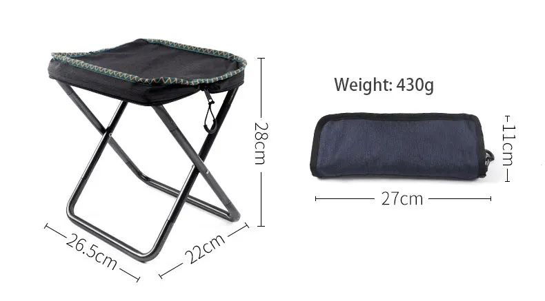 Outdoor picnic camping aluminum alloy folding chair stool portable  bench fishing