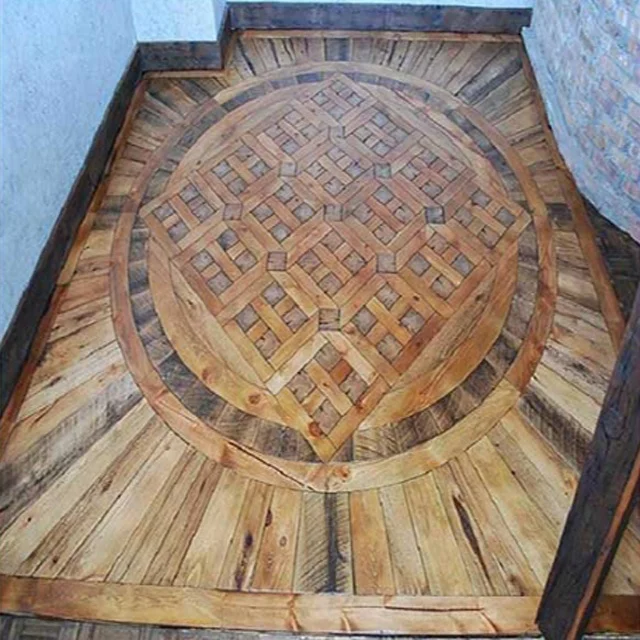 Large Size Pattern Custom Maple Walnut  Engineered Wood Inlay Parquet Flooring