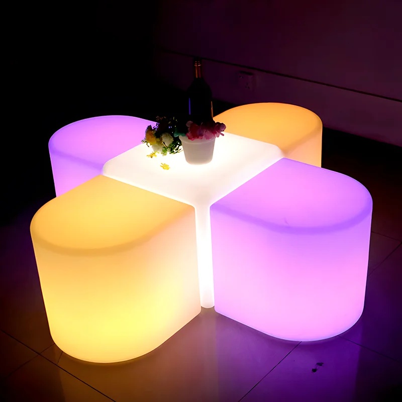 Modern Outdoor Indoor Floor Light Mini Party Light Chair LED Stool Nightclub Color Change Light Bar Plastic European